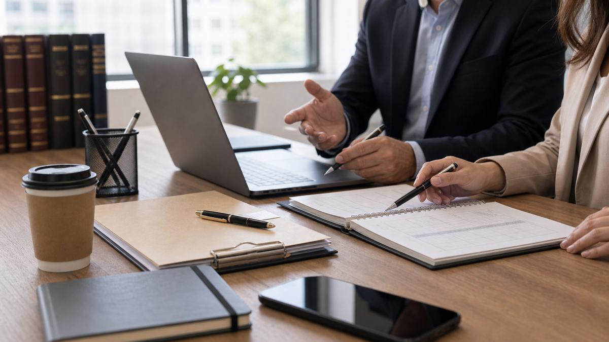 tecnologia e trabalhadores em escritório jurídico